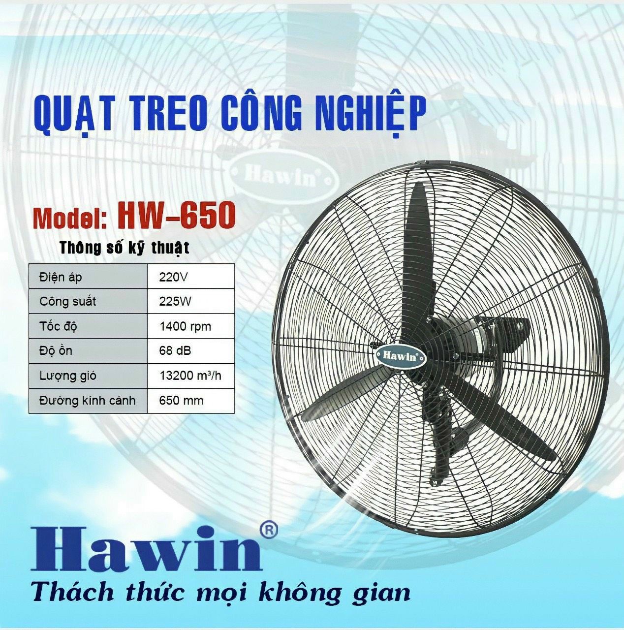 Quạt treo công nghiệp Hawin HW-600 - 205w