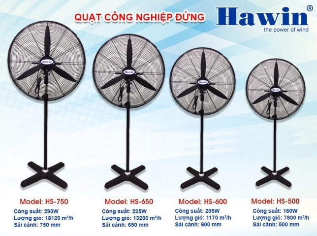 Quạt đứng công nghiệp Hawin HS-600 - 205w