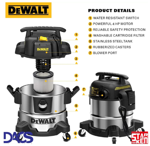 Máy hút bụi 3 chức năng khô và ướt DeWalt DXV25S (25L, 4HP)