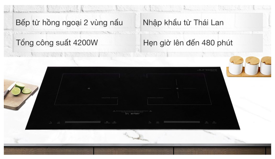 Bếp từ hồng ngoại đôi Junger SIS-66 - Xuất xứ Thái Lan - Miễn Phí giao hàng và lắp đặt Toàn Quốc