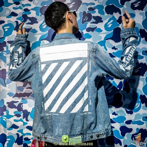  OFF WHITE C/O VIRGIL ABLOH TEMPERATURE DENIM BLUE JACKET 