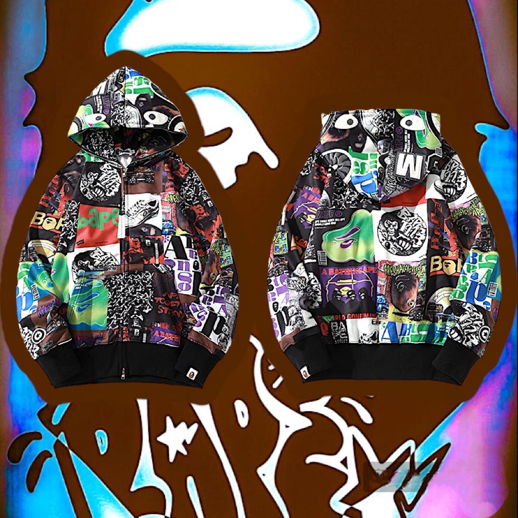 BAPE® Album Monogram Shark Hoodie Multicolor