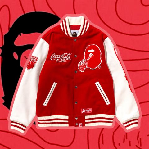  BAPE® x Coca-Cola Varsity Jacket Red 