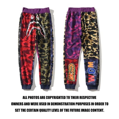  BAPE CAMO COLORFUL SHARK HEAD PANTS SWEATPANTS JOGGING TROUSERS 