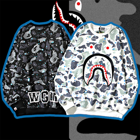  BAPE® Space Camo Shark Crewneck 