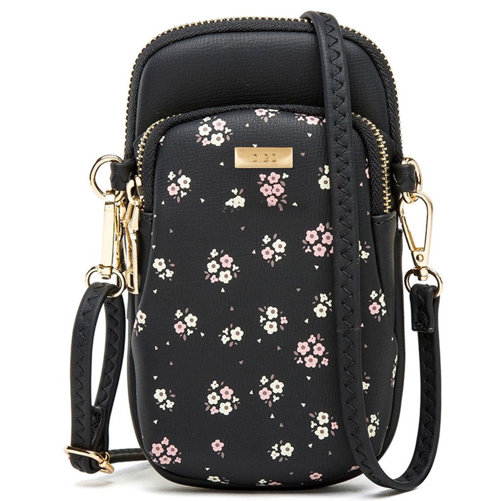 Túi đeo chéo đi chơi, túi đeo vai nữ đựng điện thoại phối hoa nhí xinh xắn IDIGO FB2 - 3395