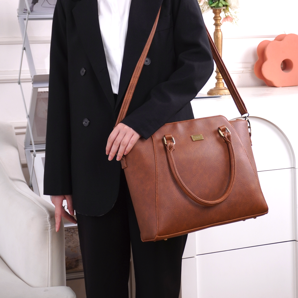 Túi đeo vai giáo viên đựng laptop 14inch, túi xách tay công sở nữ phom lớn chứa tài liệu A4 IDIGO FB2 - 5053