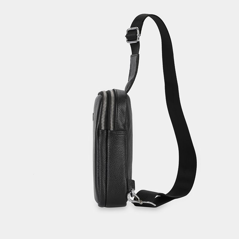 Túi đeo chéo trước ngực nam nữ, túi điện thoại da bò hai ngăn cá tính IDIGO MB1 - 6022
