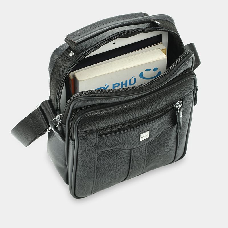 Túi xách nam công sở da bò, túi đeo chéo nam du lịch đựng iPad 7.9 inch phối khoen IDIGO MB1 - 6017