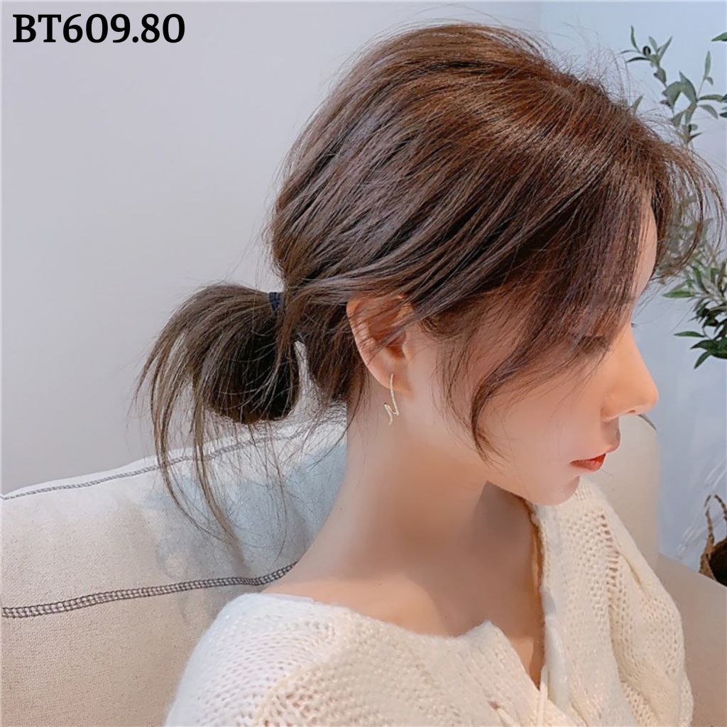 Bông tai kiểu dáng sợi mỏng đính đá - BT609