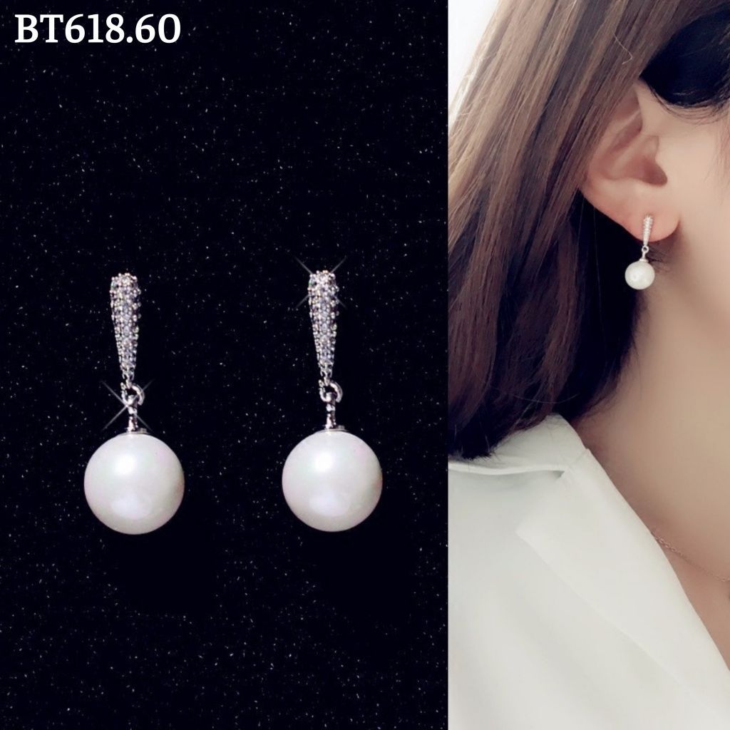 Bông tai giọt nước đính châu - BT618