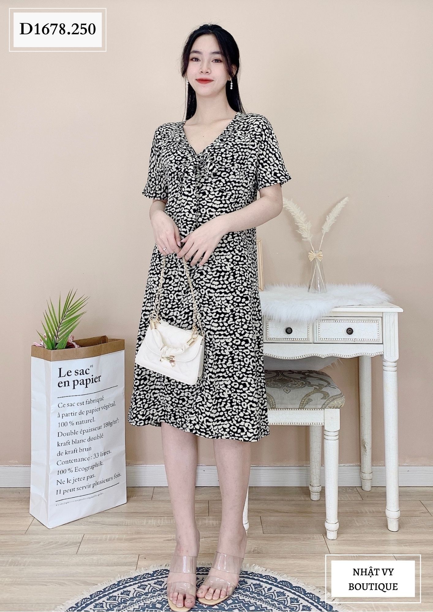 ĐẦM SUÔNG THẮT NƠ NGỰC - D1678