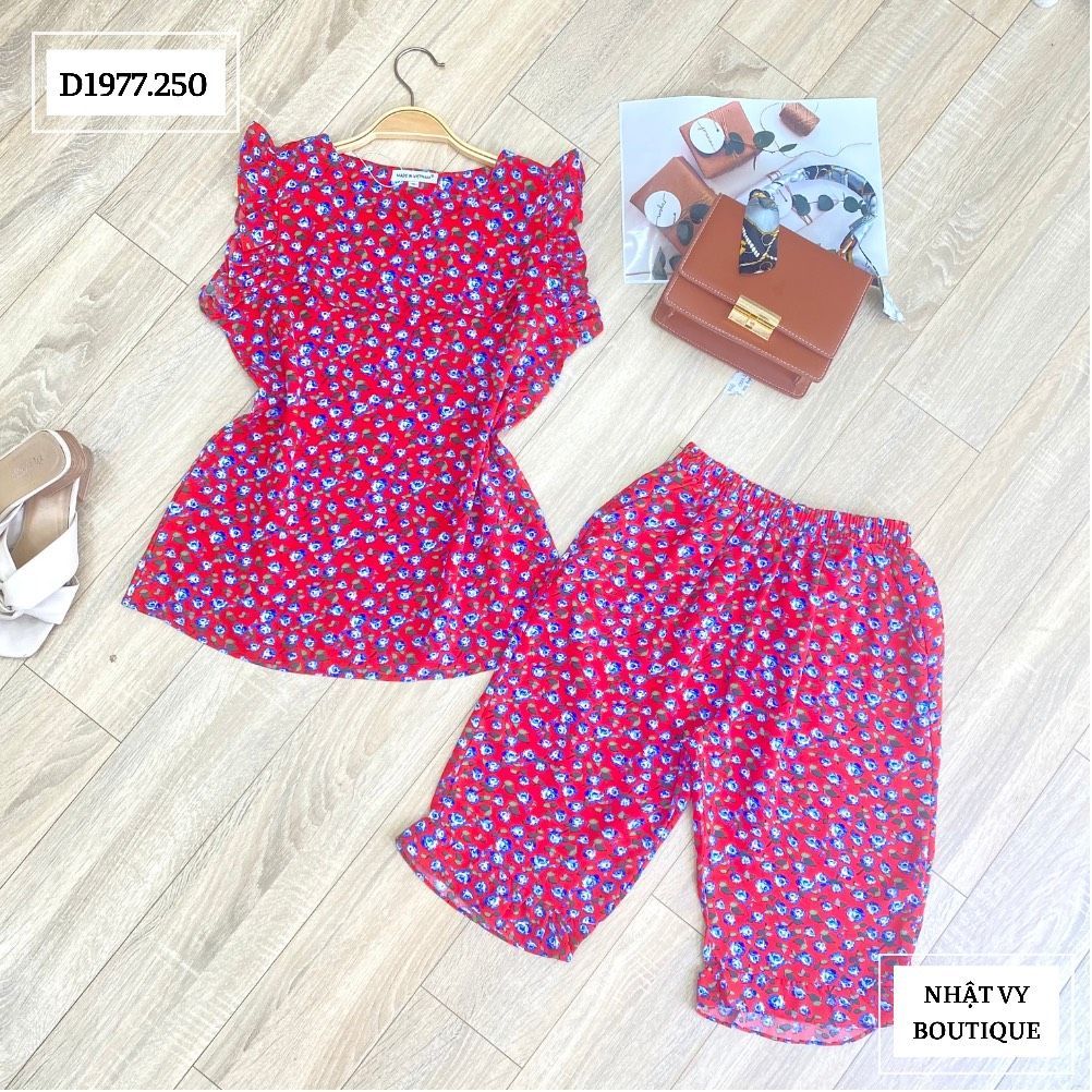 Set bộ lửng tay bèo cổ tròn khoét V - D1977