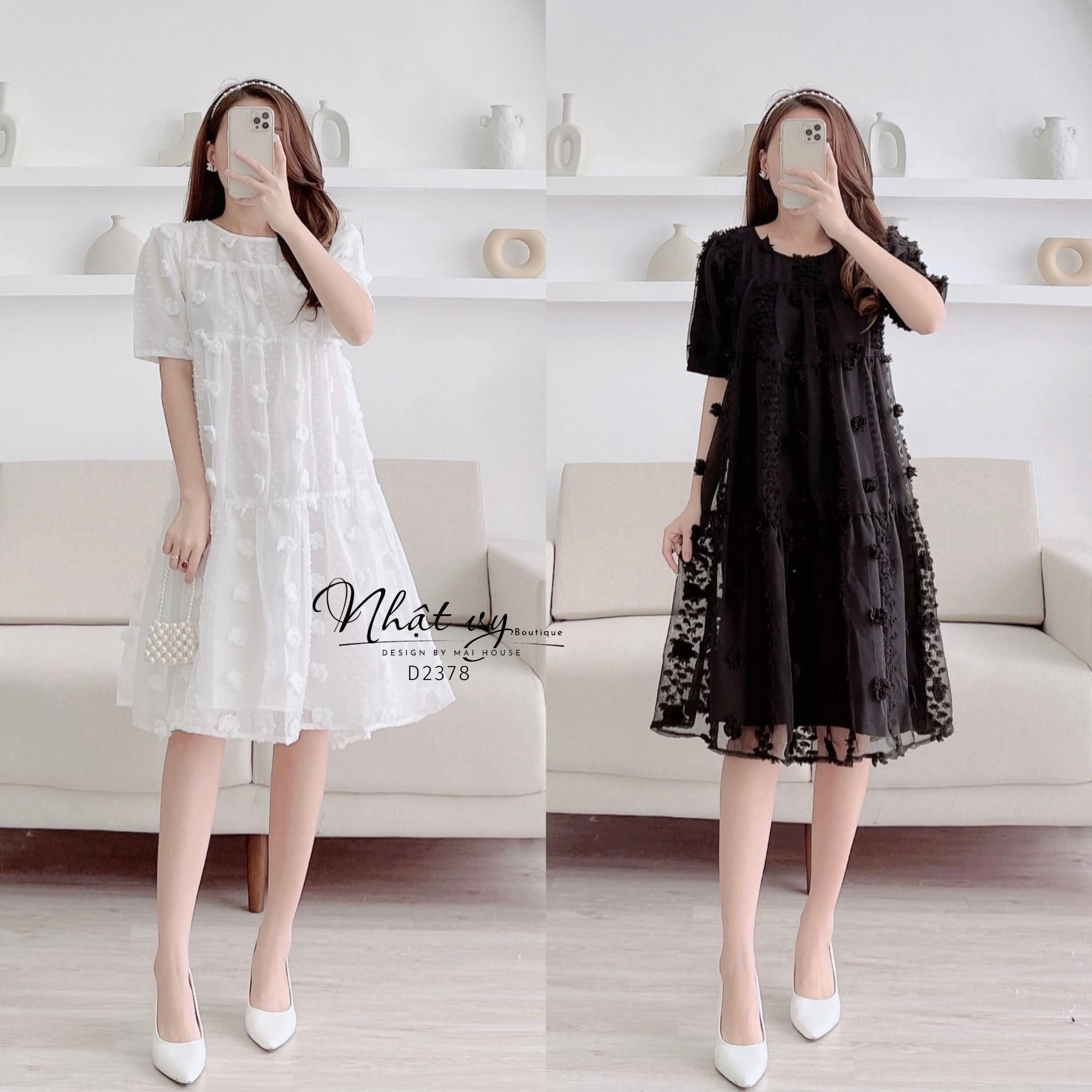 Đầm babydoll tiểu thư dáng xoè - D2378