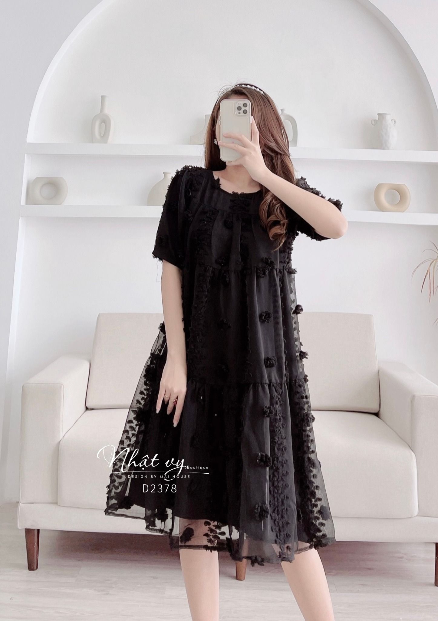 Đầm babydoll tiểu thư dáng xoè - D2378