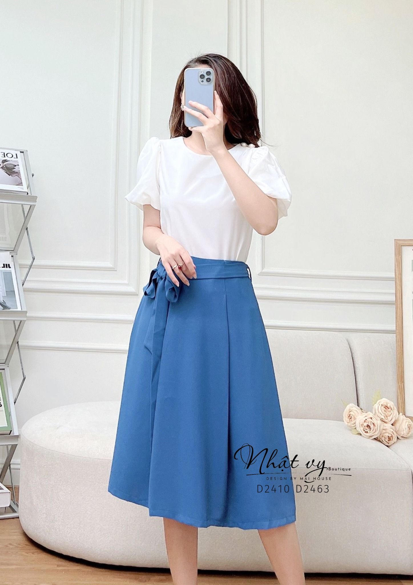 Chân váy dài công sở dây liền sau lưng - D2463