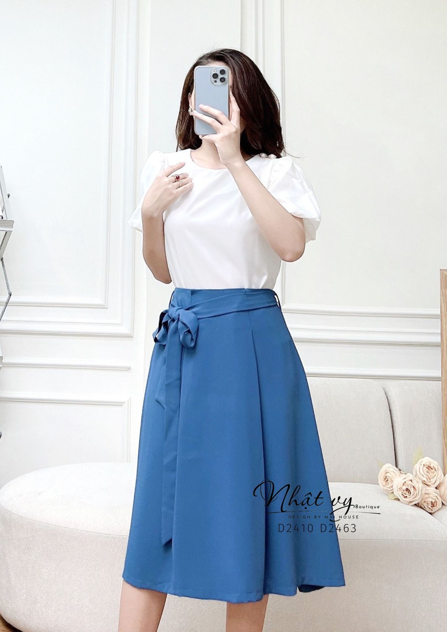 Chân váy dài công sở dây liền sau lưng - D2463