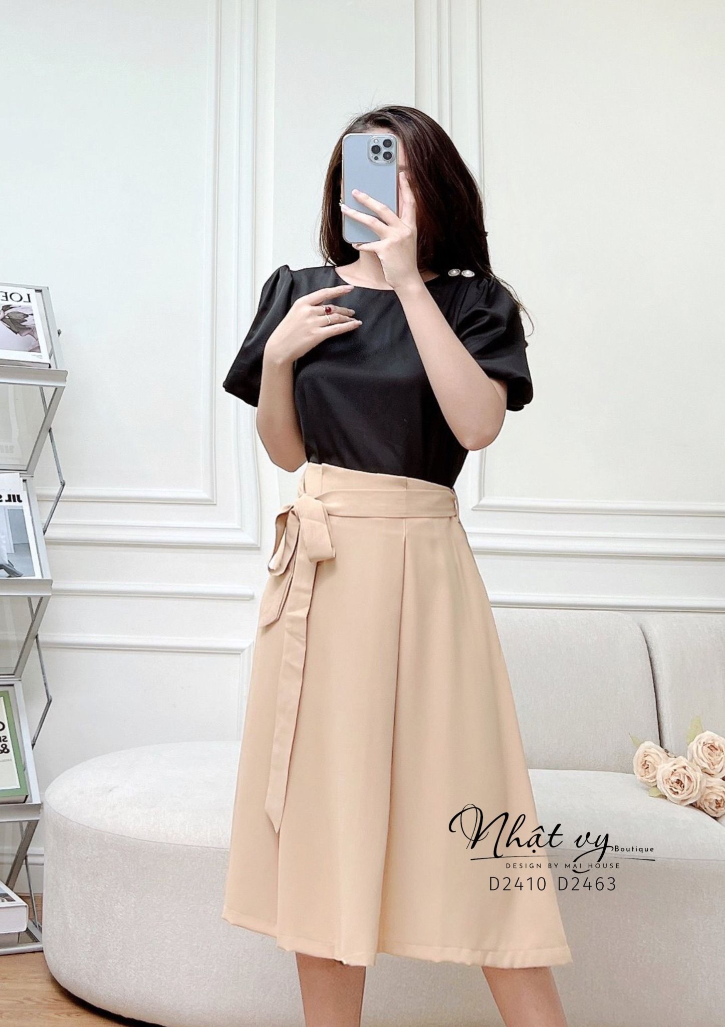 Chân váy dài công sở dây liền sau lưng - D2463