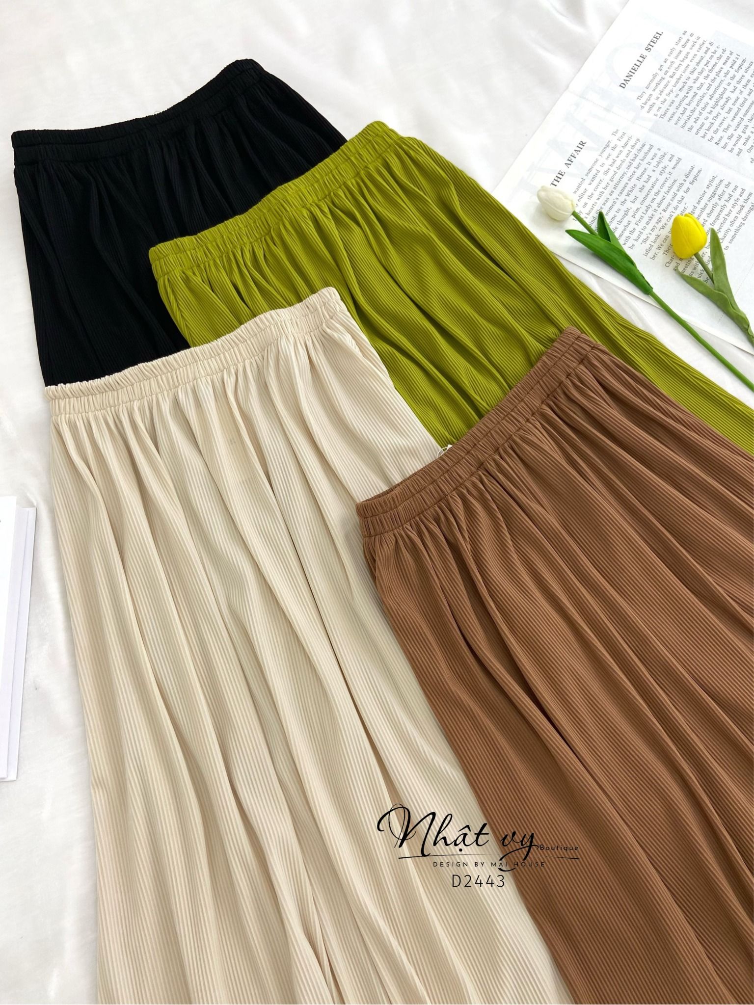 Chân váy dập ly dáng dài - D2443