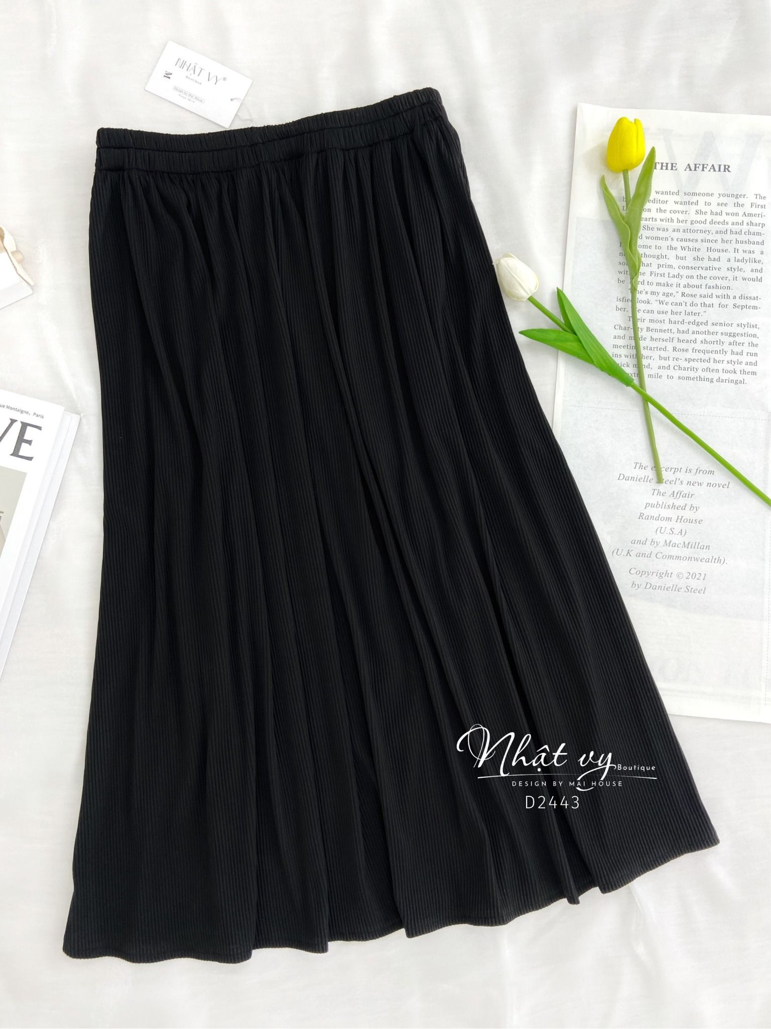 Chân váy dập ly dáng dài - D2443