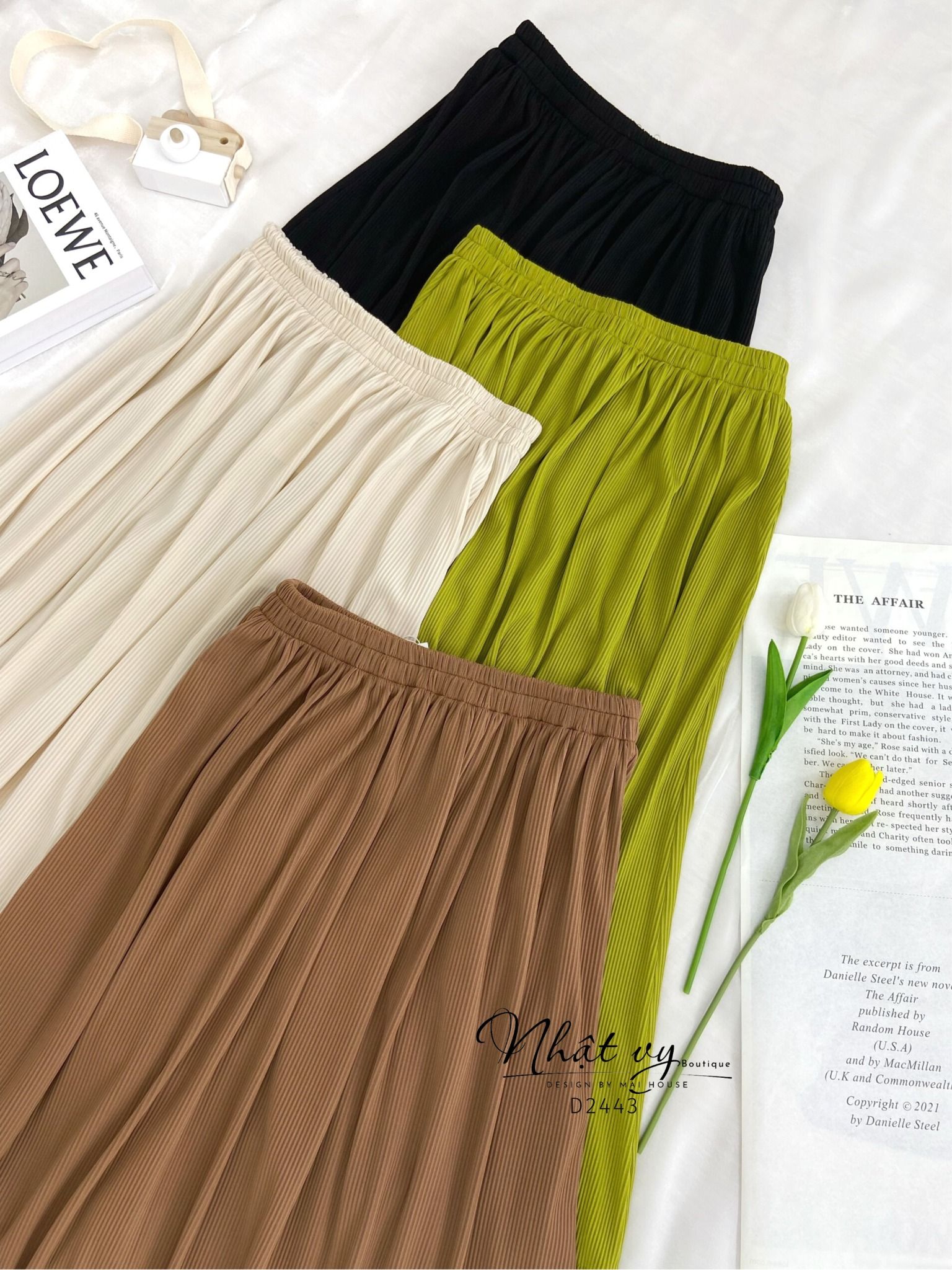 Chân váy dập ly dáng dài - D2443