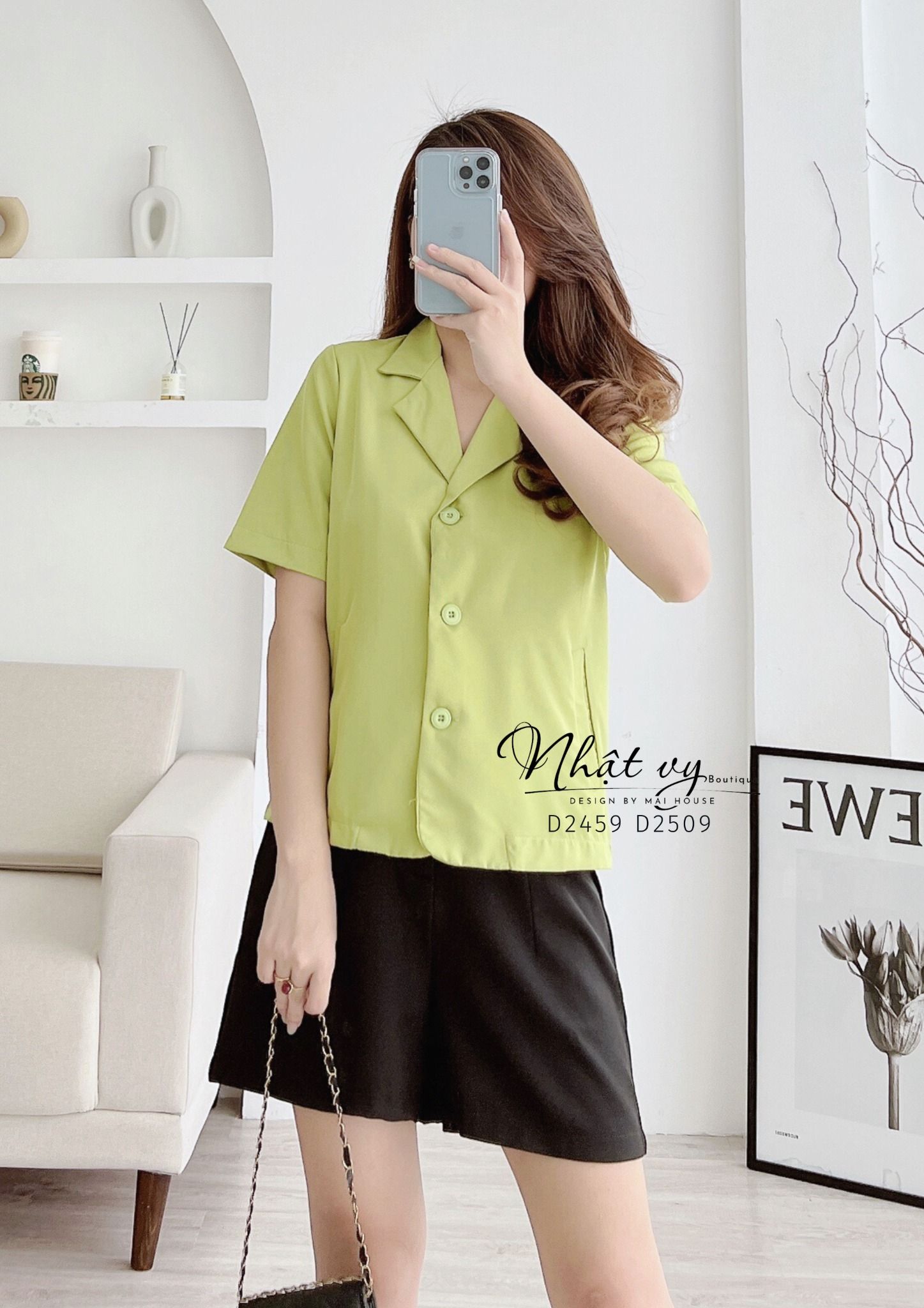 Áo cổ vest form dáng suông - D2459