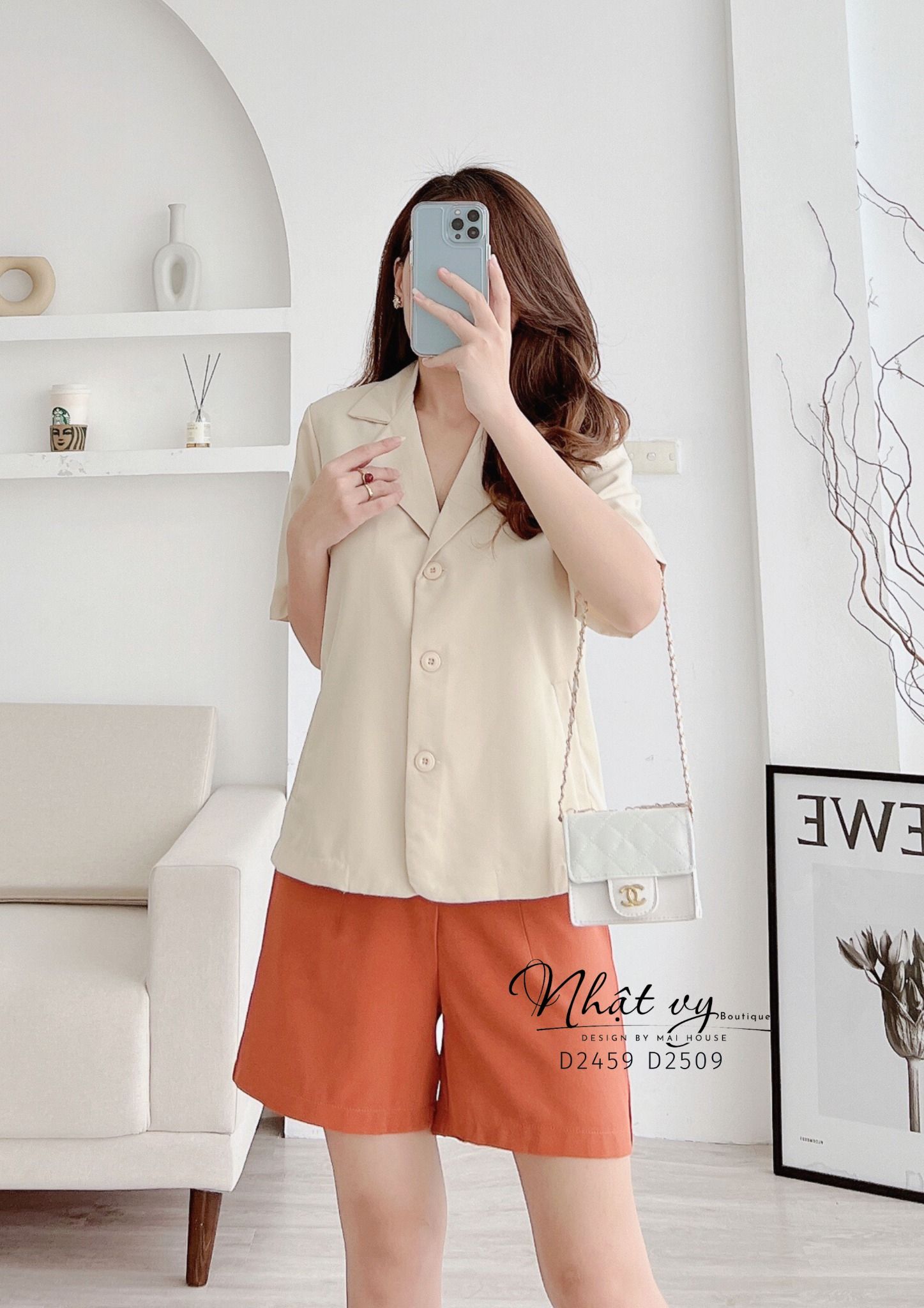 Áo cổ vest form dáng suông - D2459