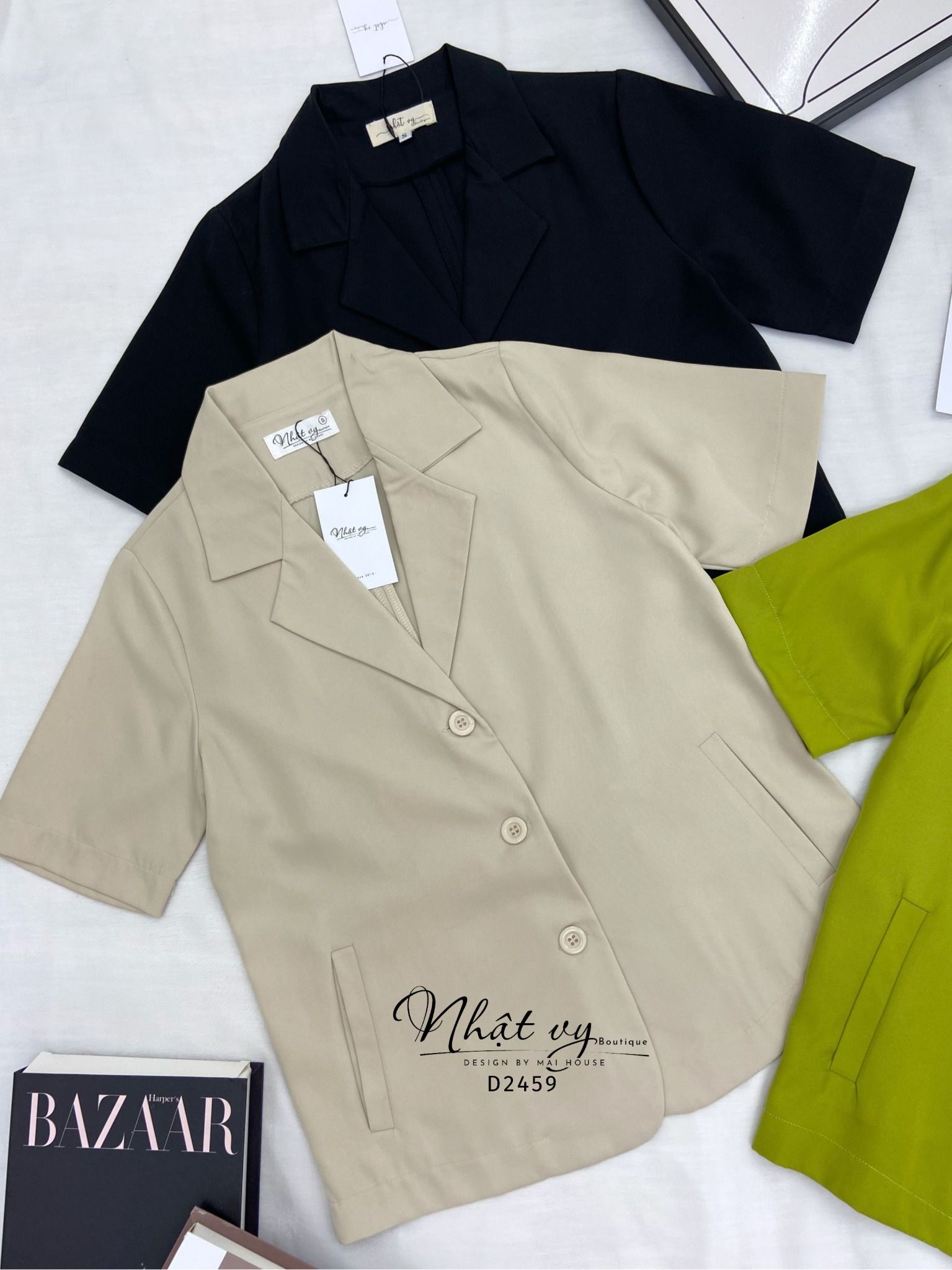 Áo cổ vest form dáng suông - D2459