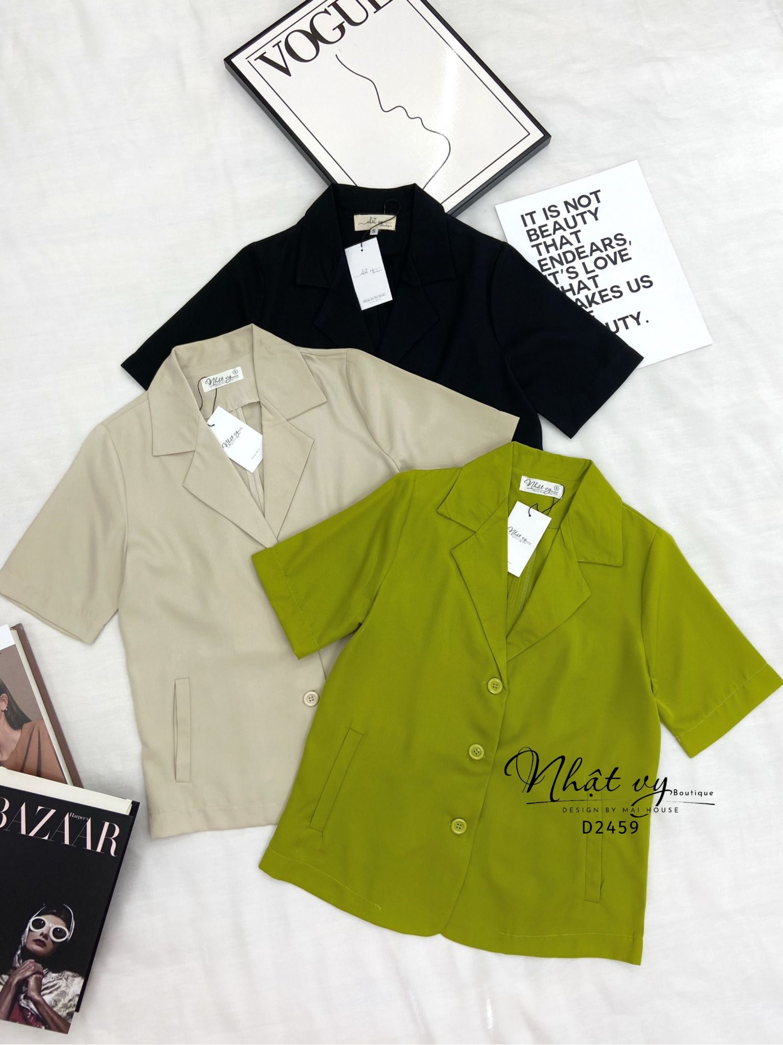 Áo cổ vest form dáng suông - D2459