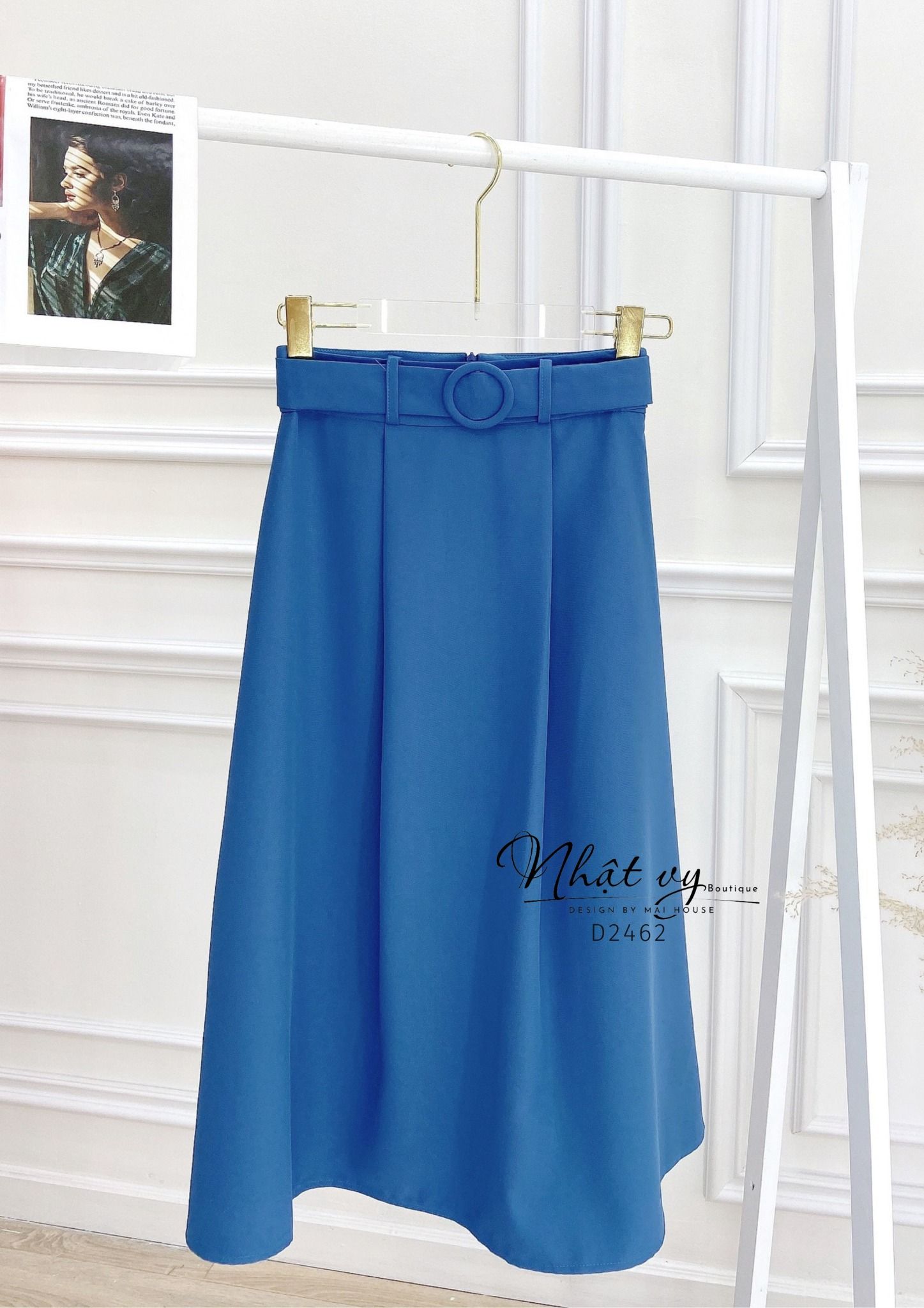 Chân váy công sở dáng dài kèm belt rời - D2462