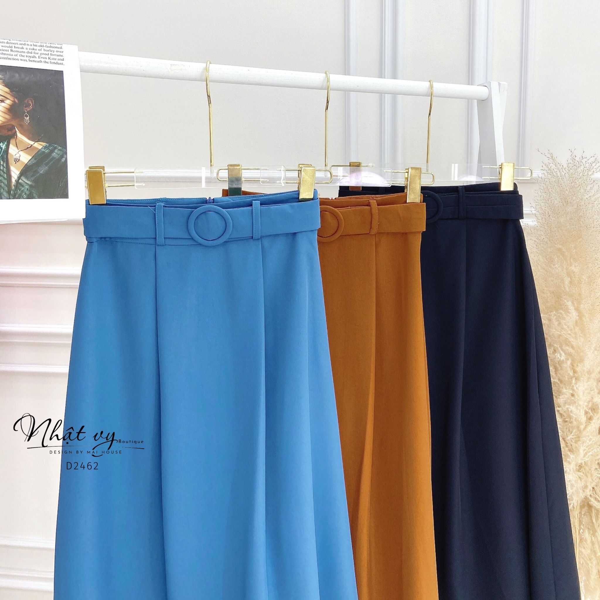 Chân váy công sở dáng dài kèm belt rời - D2462