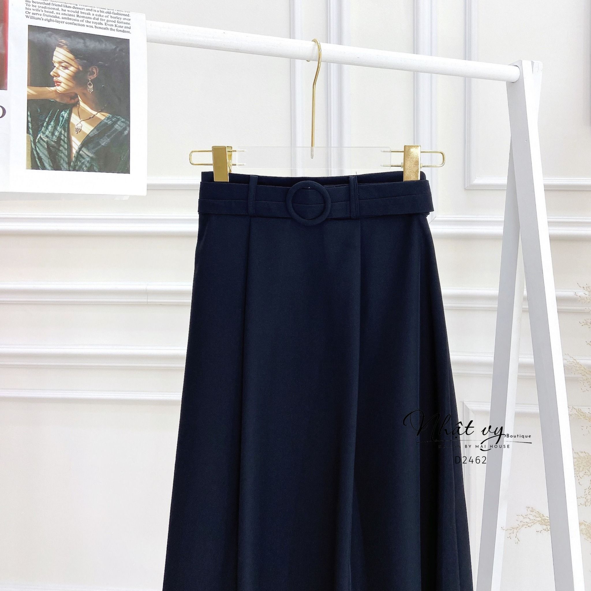 Chân váy công sở dáng dài kèm belt rời - D2462