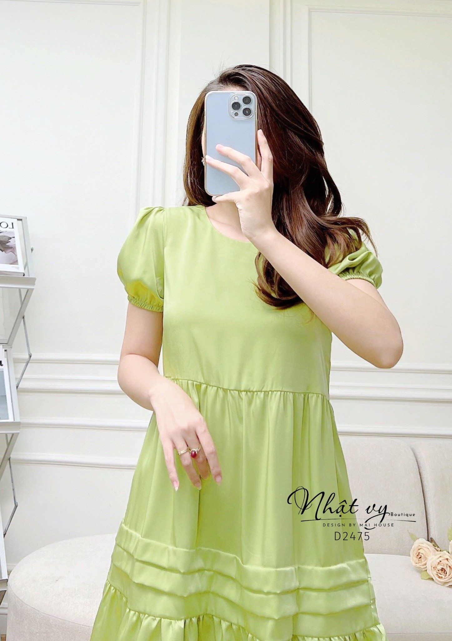 Đầm babydoll đuôi cá cổ tròn tay bo thun - D2475