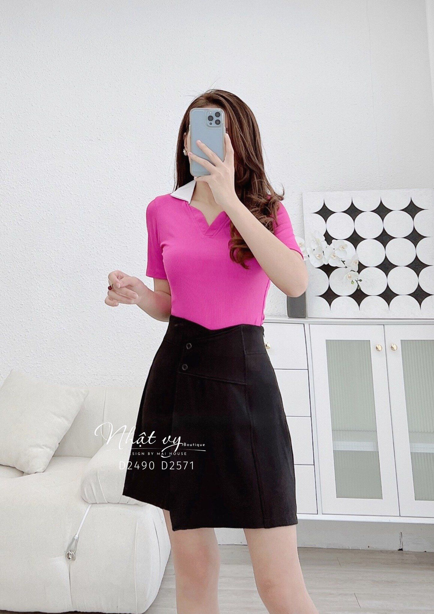Quần giả chân váy công sở đính nút bên - D2571
