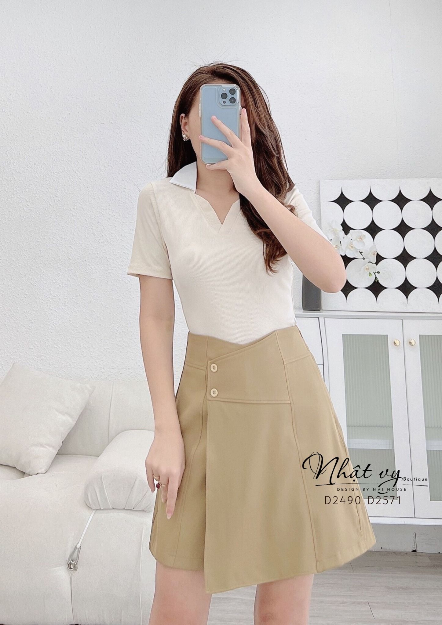 Quần giả chân váy công sở đính nút bên - D2571