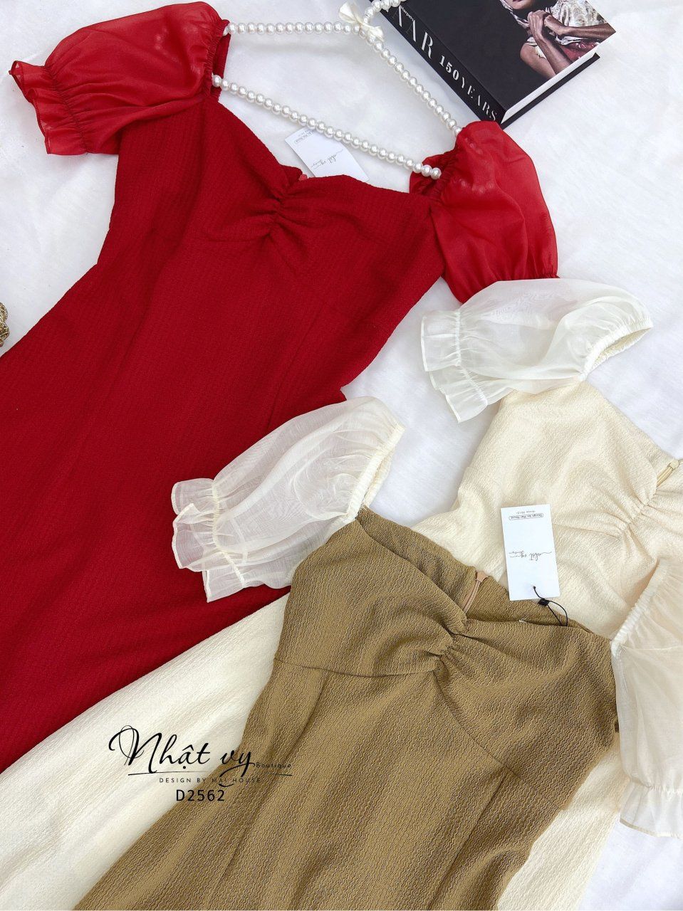 Đầm xốp nhún ngực phối tay voan bo thun - D2562