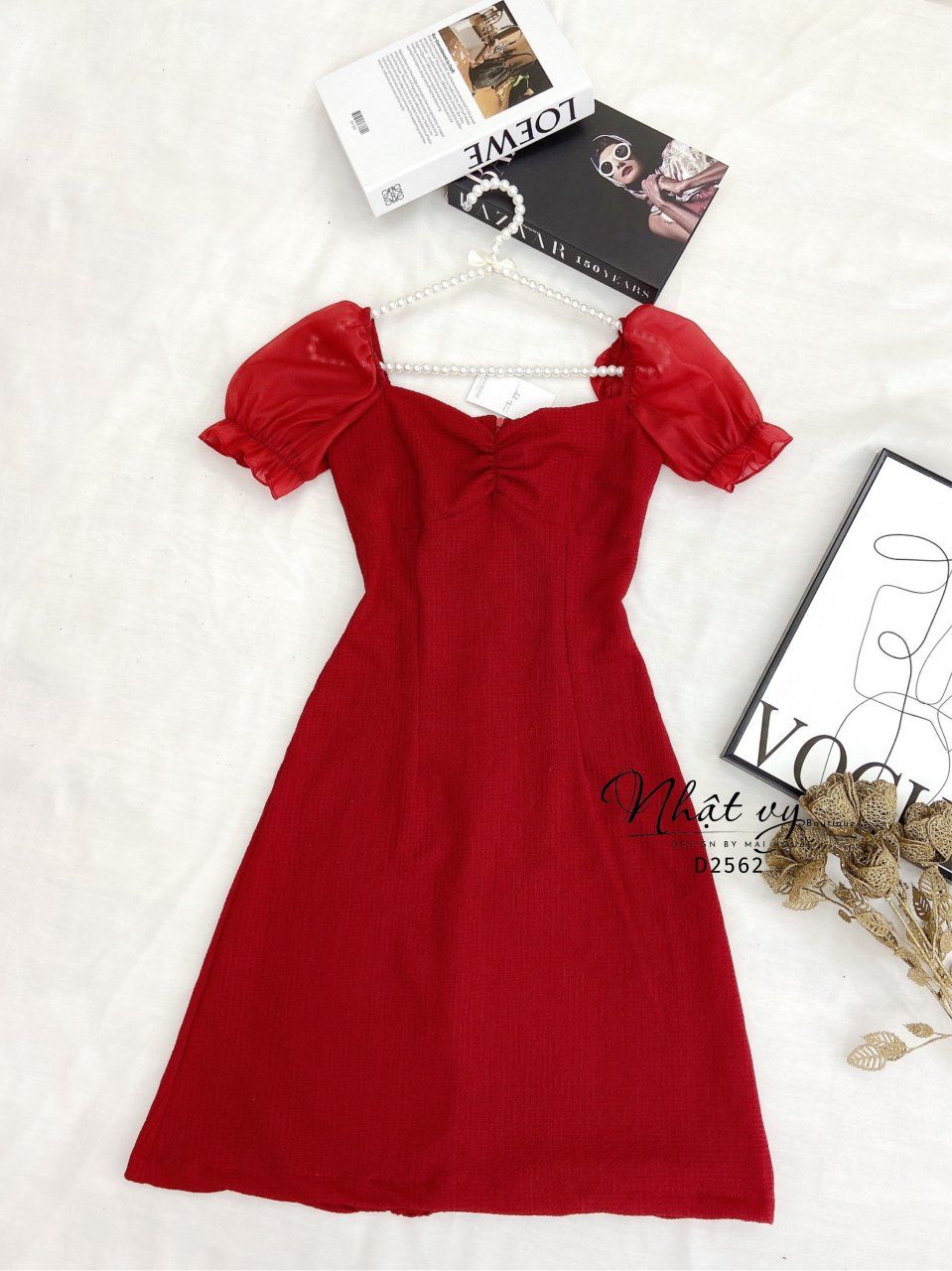 Đầm xốp nhún ngực phối tay voan bo thun - D2562