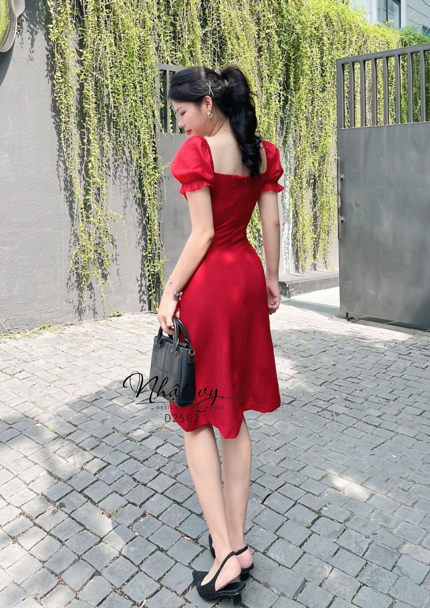 Đầm xốp nhún ngực phối tay voan bo thun - D2562