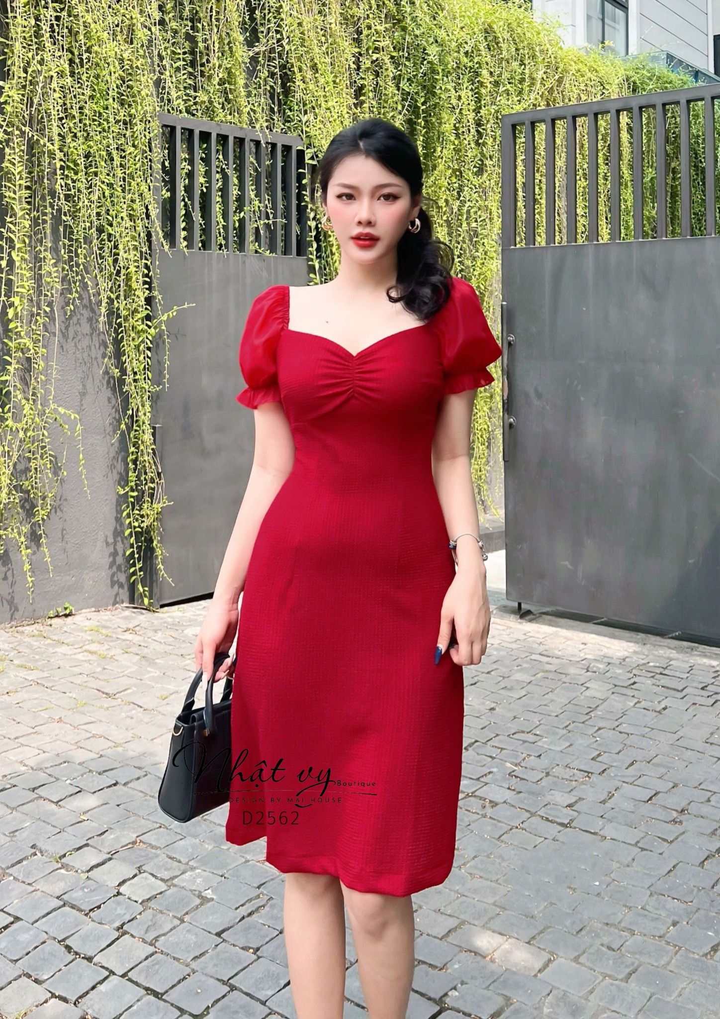 Đầm xốp nhún ngực phối tay voan bo thun - D2562
