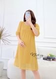  Đầm babydoll cổ vuông tay lửng bo thun - D2572 