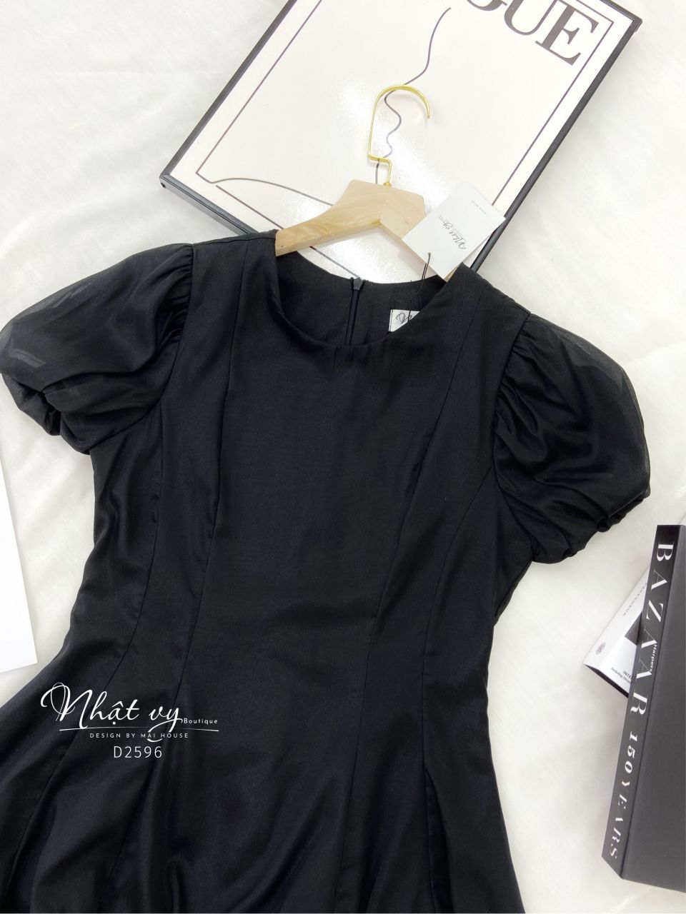 Áo cổ tròn tay bí dáng xoè - D2596