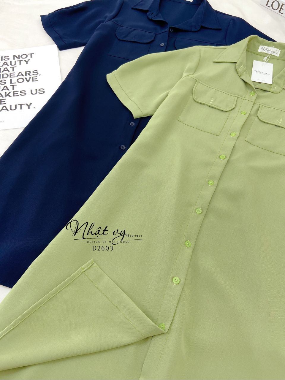 Đầm sơ mi suông bigsize có túi trước - D2603