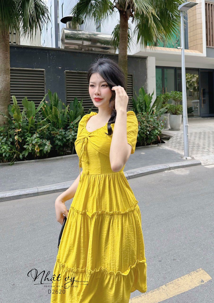 Đầm tầng thắt nơ ngưc - D2620
