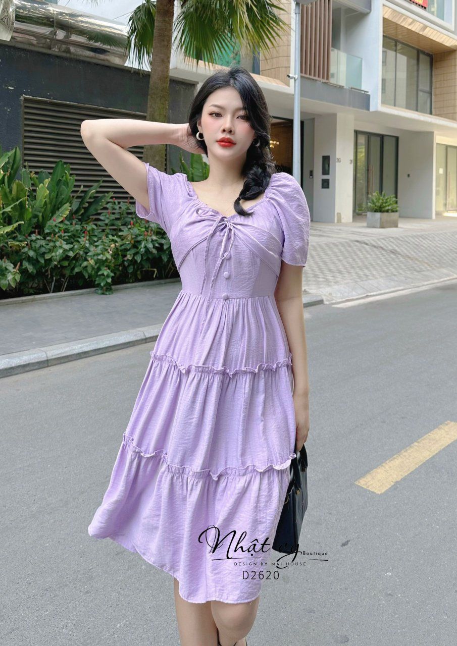 Đầm tầng thắt nơ ngưc - D2620