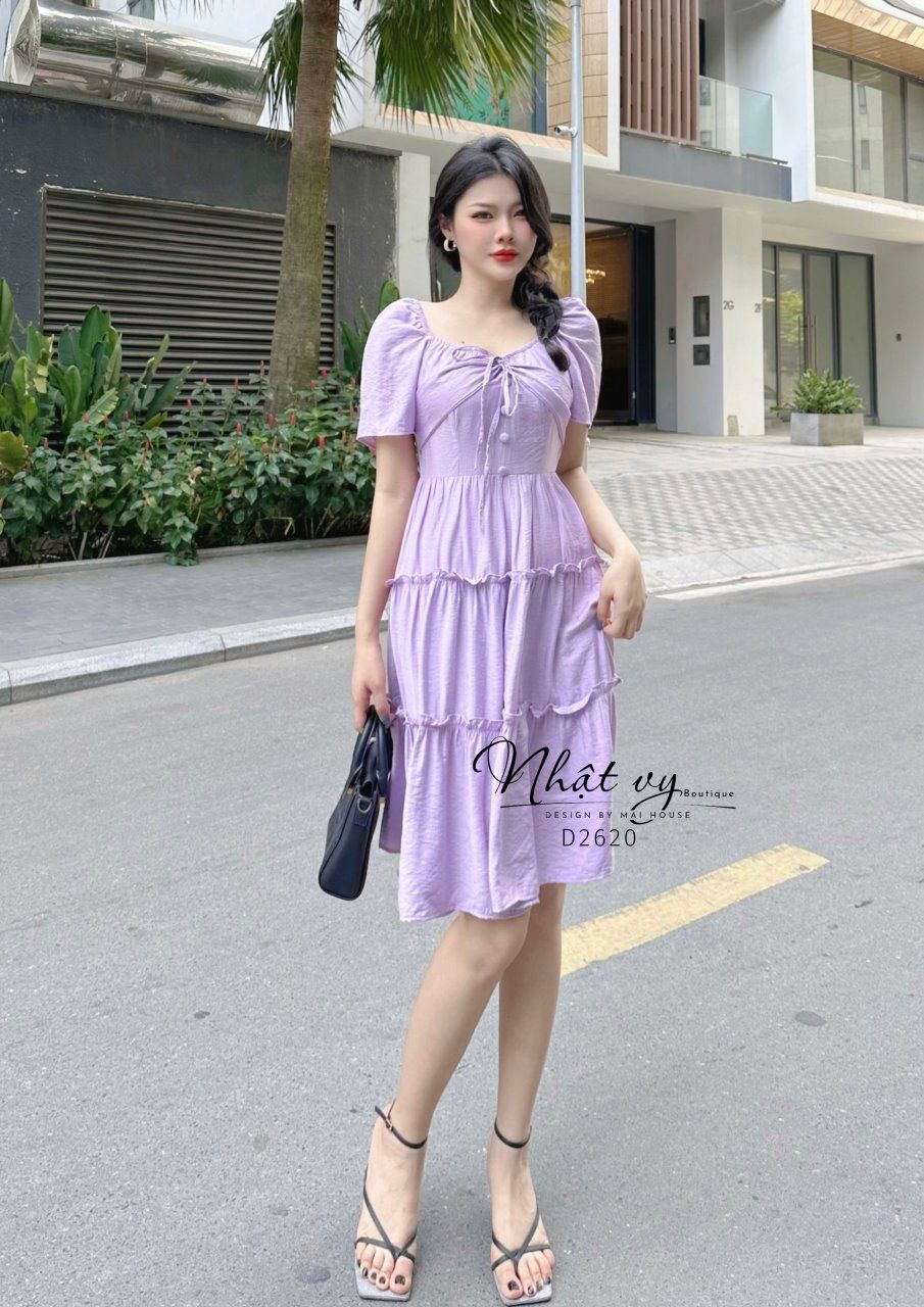 Đầm tầng thắt nơ ngưc - D2620
