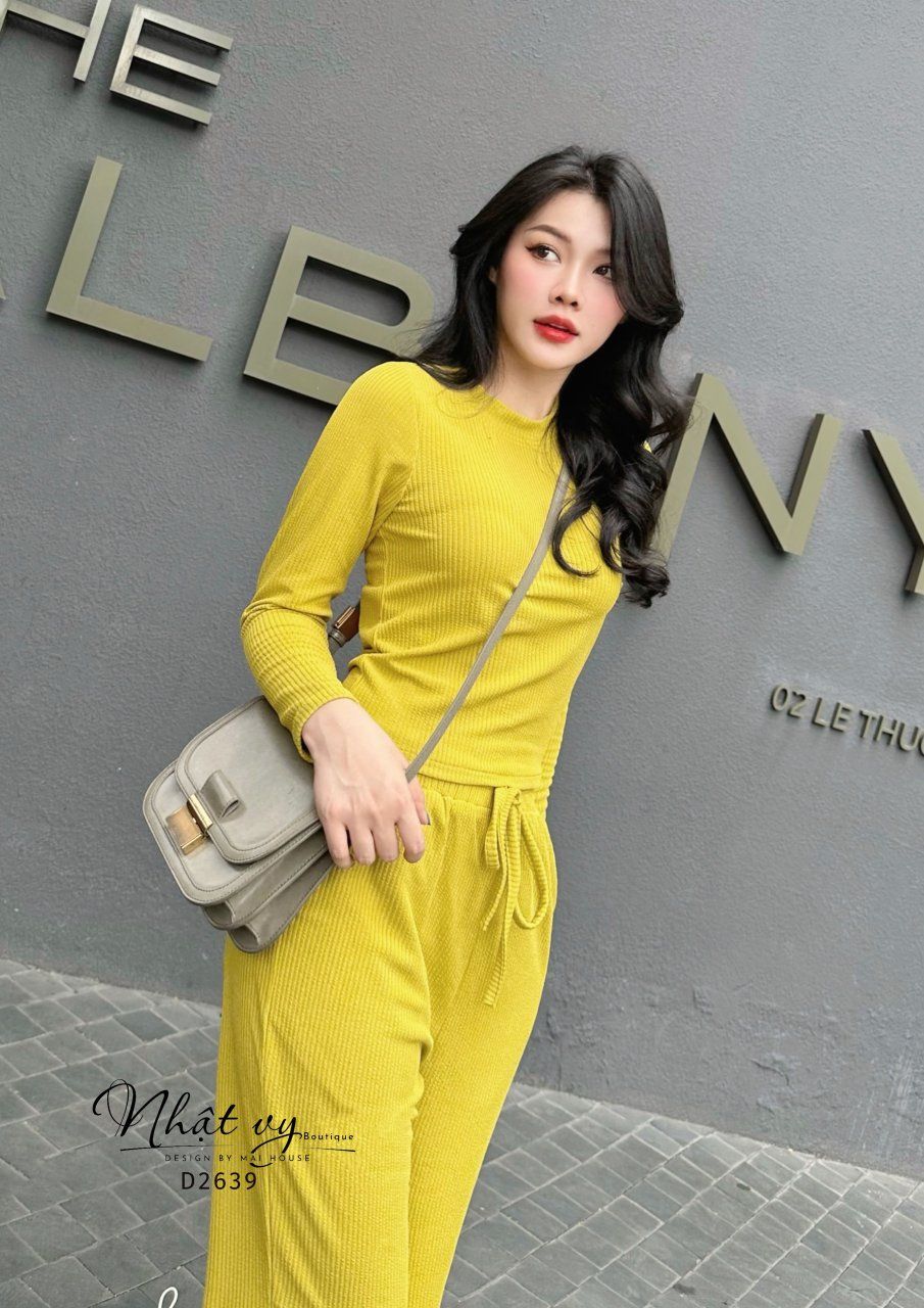 Set bộ thun áo cổ tròn dài tay - D2639