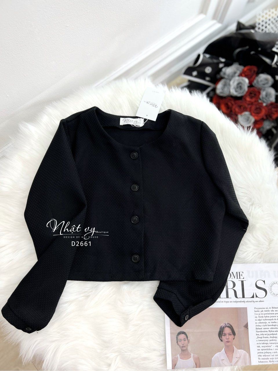 Áo cổ tròn tay dài cài cúc - D2661