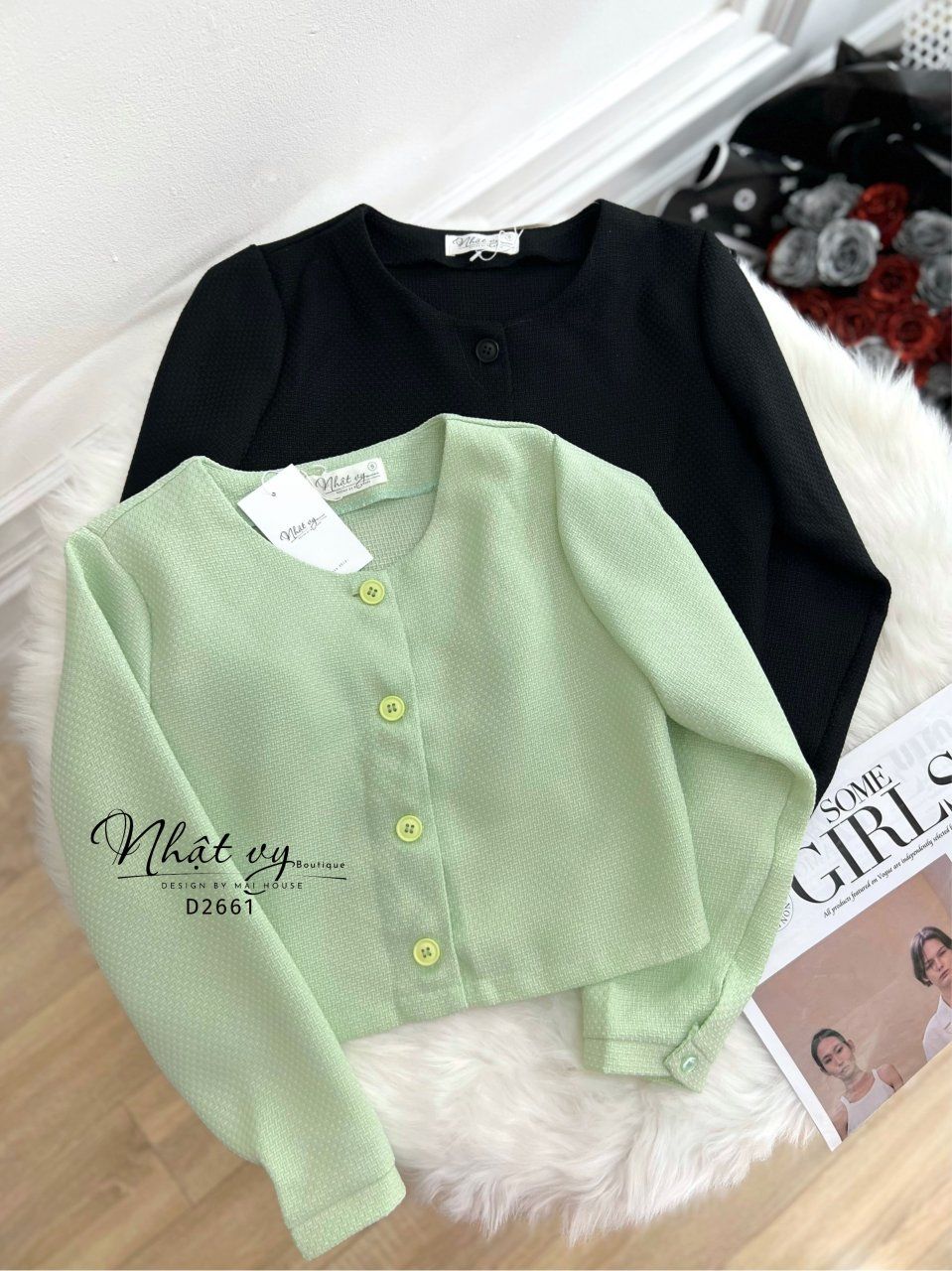 Áo cổ tròn tay dài cài cúc - D2661