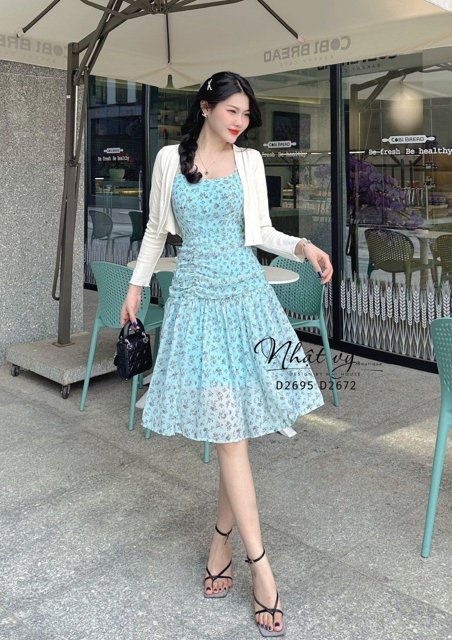 Đầm hoa 2 dây form dáng ôm - D2672