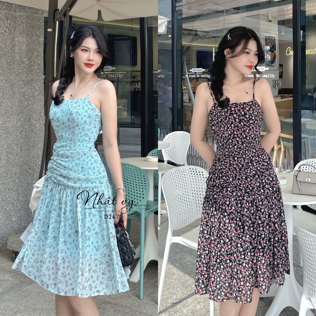 Đầm hoa 2 dây form dáng ôm - D2672